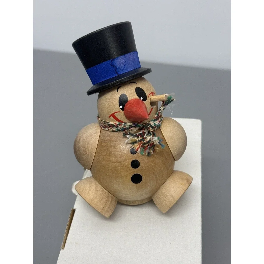 Smoker Cool Man Erzgebirge Brown‎ Wodden Incense Smoker Snowman Germany #20